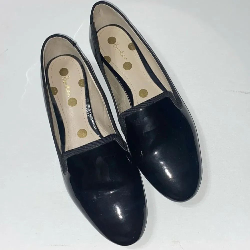Boden Womens Black Slip On Faux Leather Flat Loafers Shoes Size 40